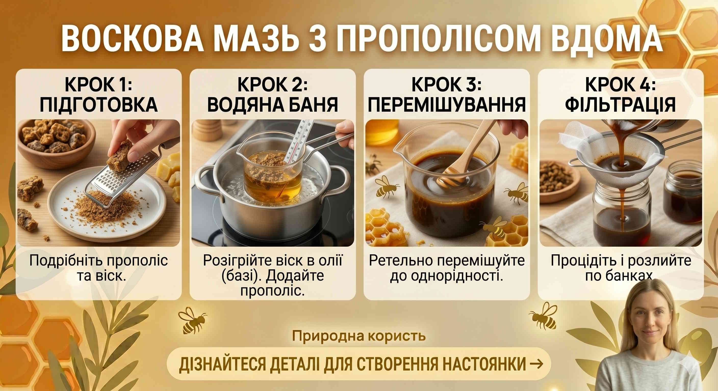 Воскова мазь з прополісом в домашніх умовах: покроковий рецепт