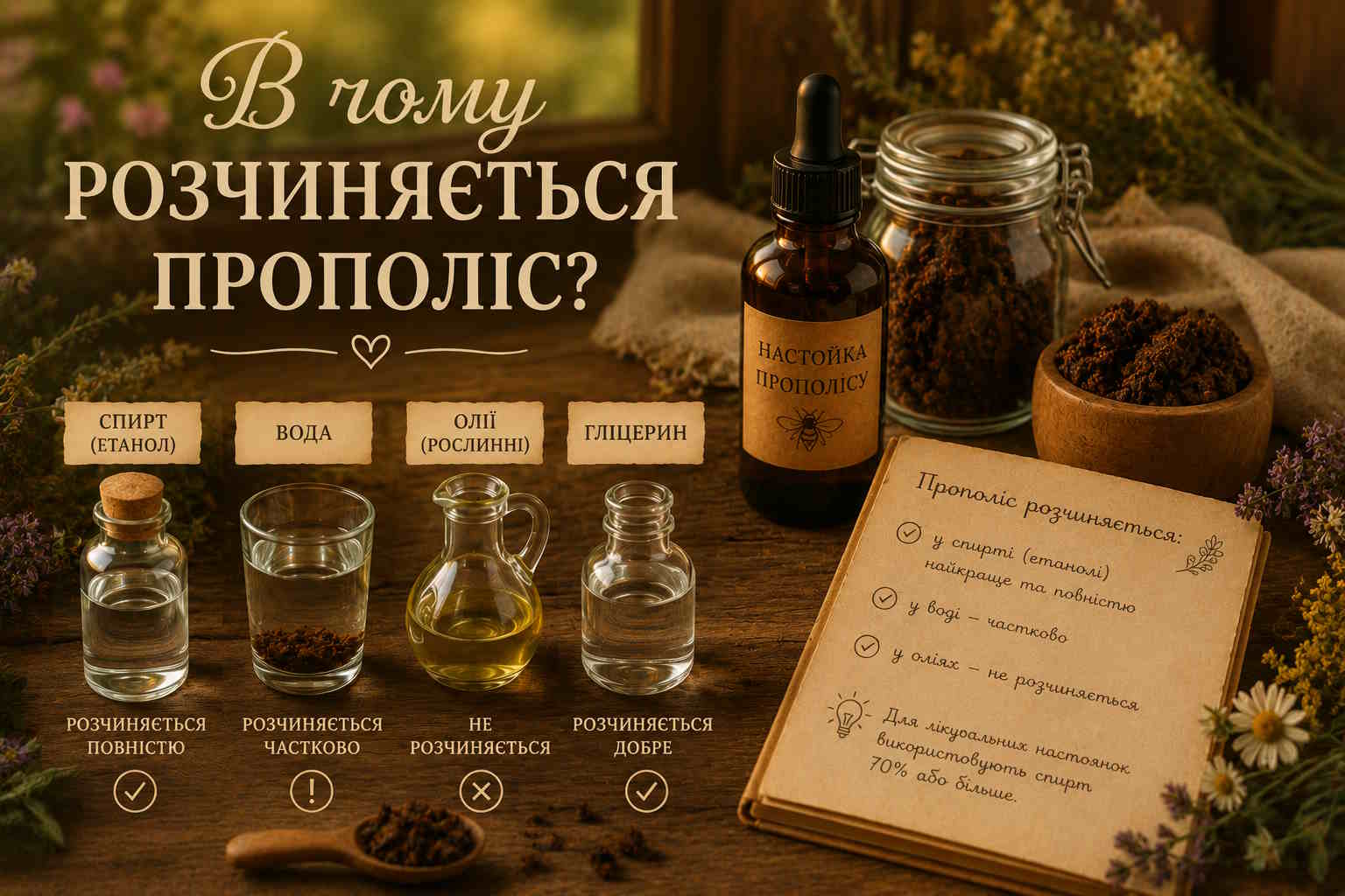 В чому розчиняється прополіс? 🧪